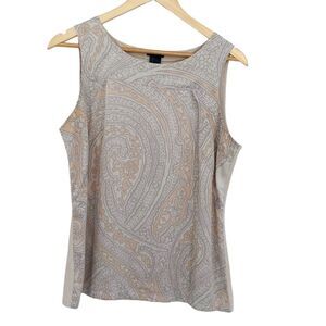 Ann Taylor Paisley Sleeveless Shell in Cream and Light Gray